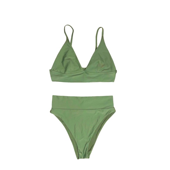 Aerie 2-Piece Green Bikini Set M/L High Cut Cheeky Triangle - Picture 1 of 10
